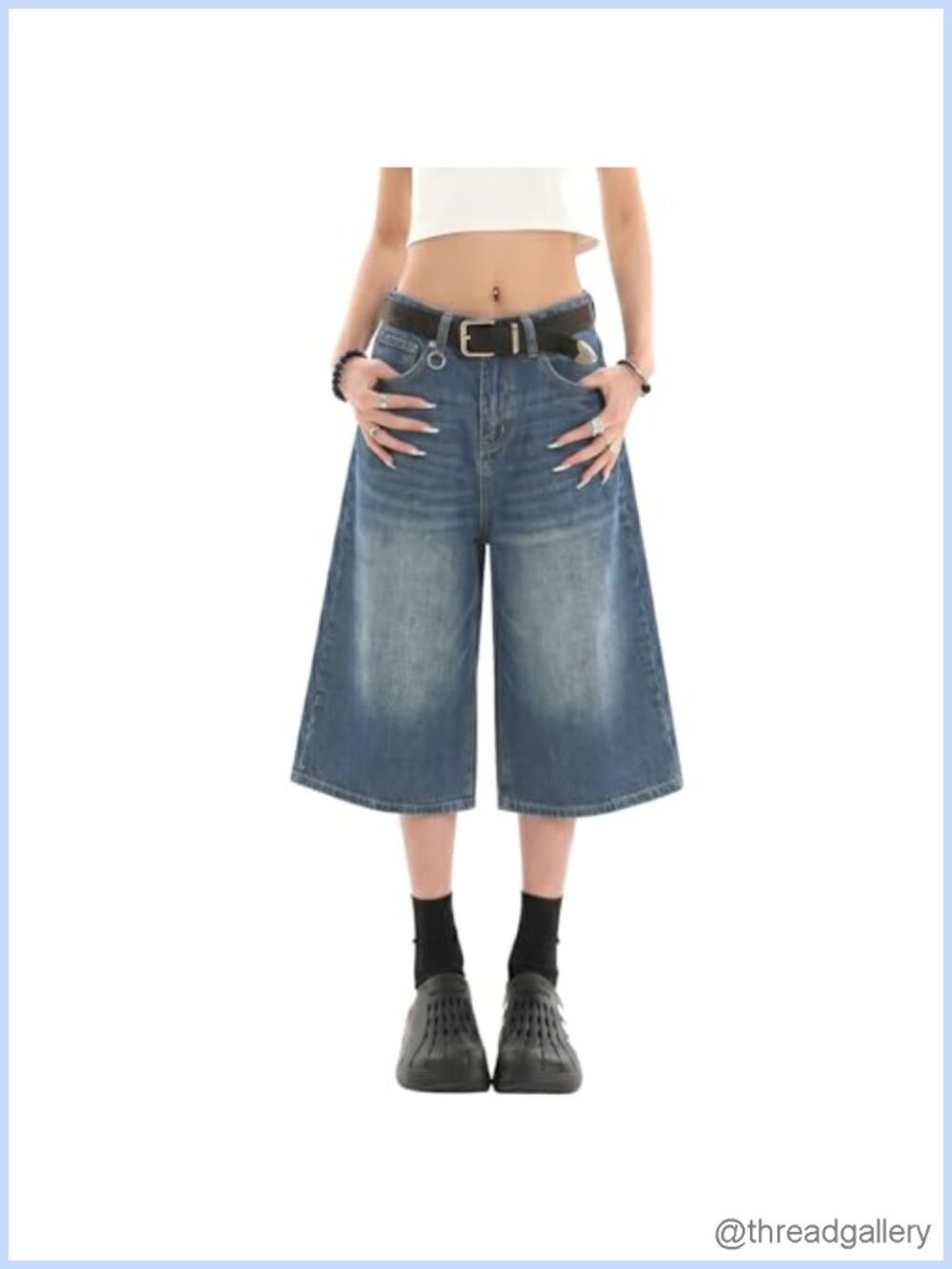 Baggy Jean Shorts Wide Leg Long Denim Shorts Unisex Jorts